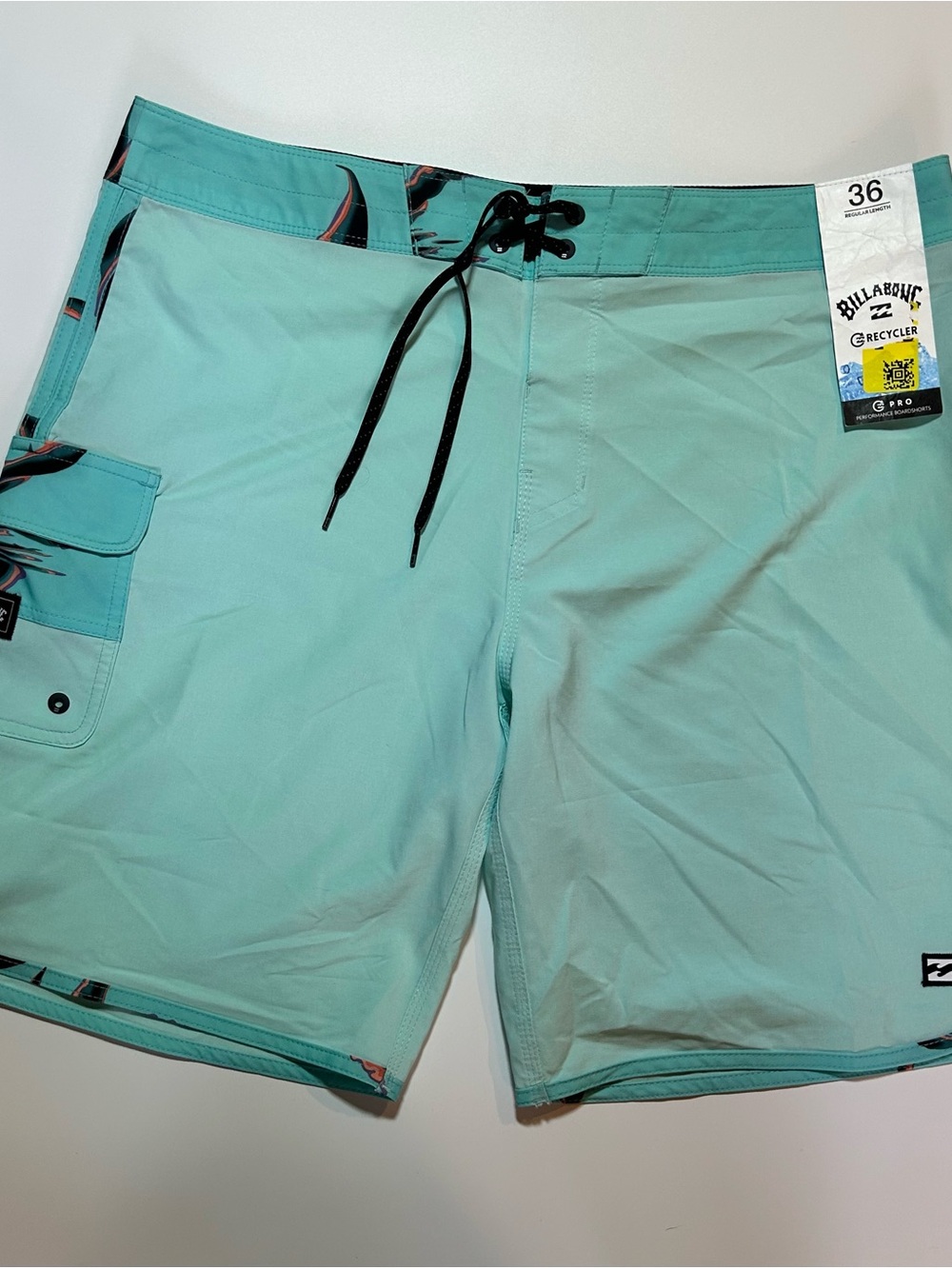 Billabong Recycler 73 Pro Boardshorts Mens 36 Mint Green Tropical Trim Swim